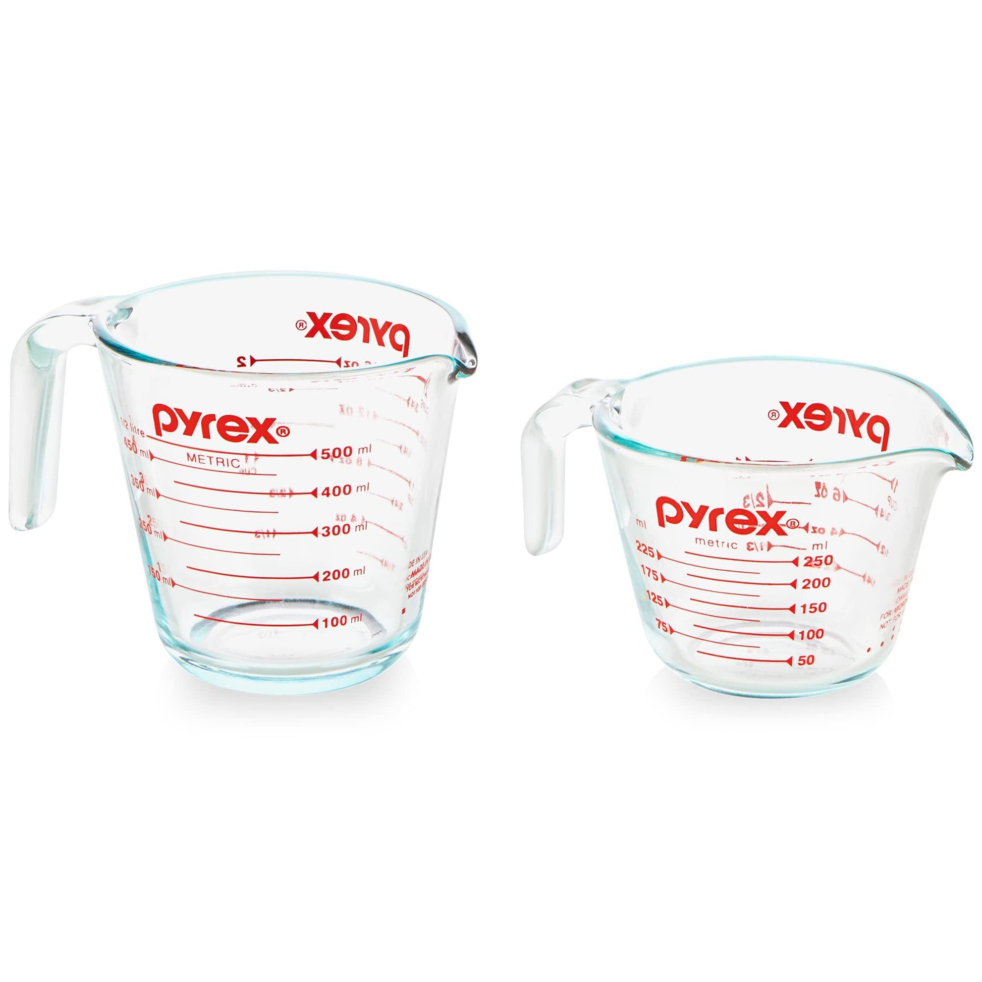 Pyrex 2 Piece Glass Measuring Cup Set, Includes 1-Cup, and 2-Cup Tempered Glass Liquid Measuring Cups, Dishwasher, Freezer, Microwave, and Preheated Oven Safe, Essential Kitchen Tools - CookCave