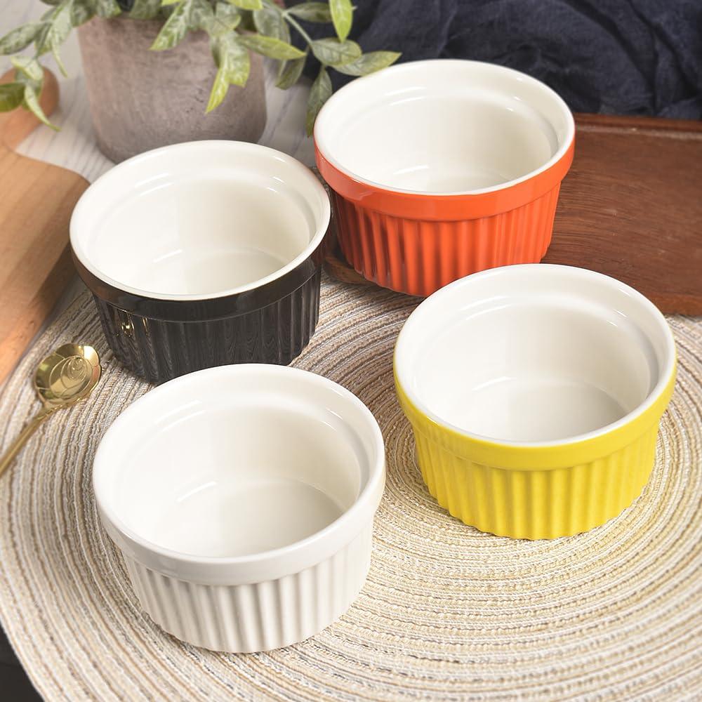homEdge Porcelain Ramekins Set, 240 ml / 8 Fl Ounces Ice Cream Bowl, Creme Brûlée Ramekins Soufflé Cup for Baking, Set of 6 Black - CookCave