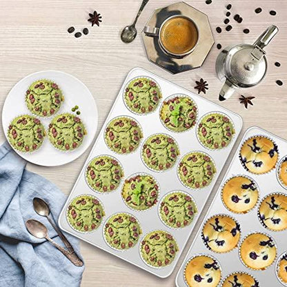 P&P CHEF Muffin Pan Cupcake Baking Pan Set of 2, 12 Cups Muffin Tin Tray, Stainless Steel Muffin Pans for Baking Mini Cake Muffin Tart Quiche, Oven & Dishwasher Safe, Non-toxic & Heavy-duty - CookCave