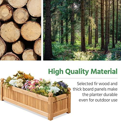 Yaheetech 43.5″ L×16″ W×14″ H Wooden Raised Garden Bed, Horticulture Wood Rectangular Garden Planter Outdoor, Raised Planter Box for Yard/Greenhouse/Vegetable/Flower/Herbs, Light Brown - CookCave