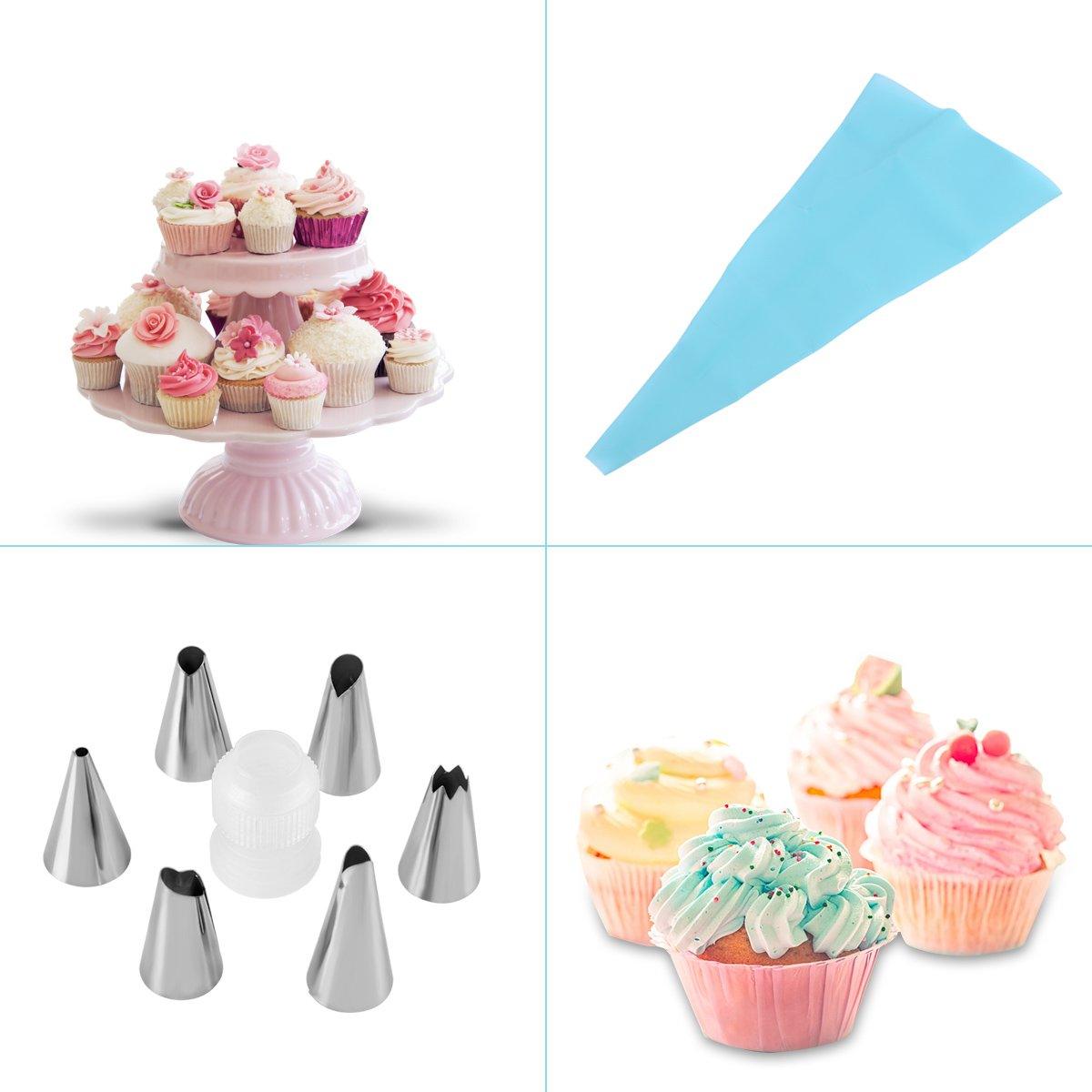 PROKITCHEN Piping Bag and Tips Set Cake Decorating Kit Baking Supplies with Icing Tips Silicone Pastry Bags Reusable Plastic Coupler Frosting Piping Tools for Cupcakes Cookies Icing 8pcs - CookCave
