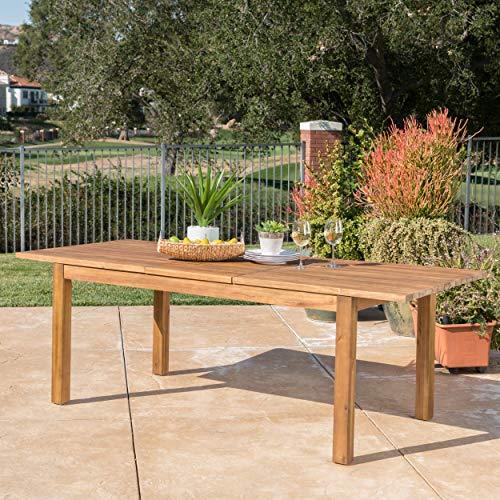 Christopher Knight Home Wilson Outdoor Expandable Acacia Wood Dining Table , Teak Finish - CookCave