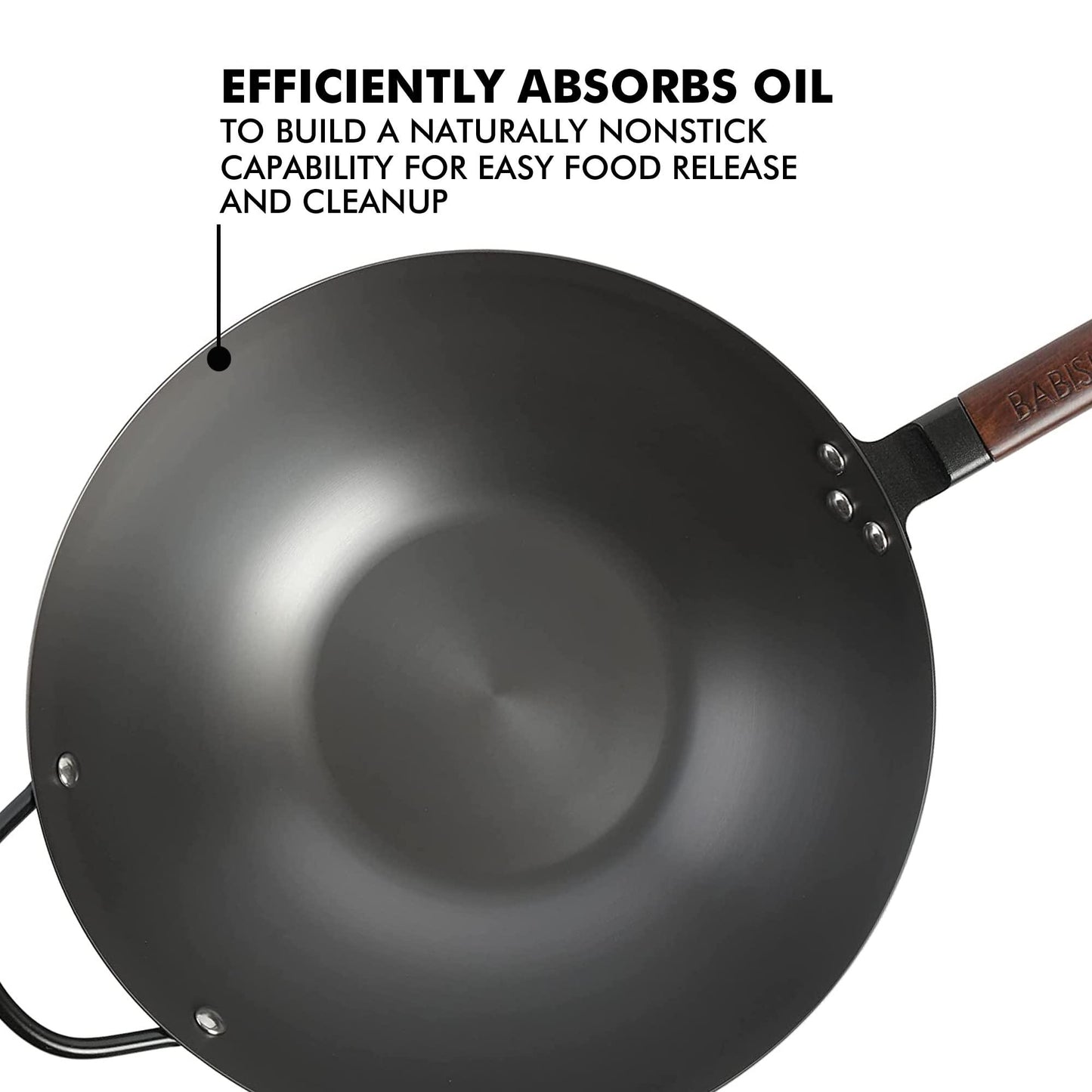 Babish Carbon Steel Flat Bottom Wok and Stir Fry Pan, 14-Inch - CookCave