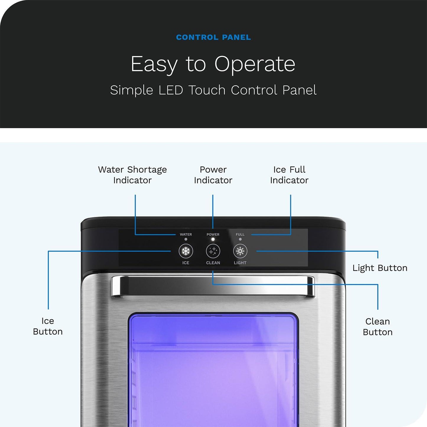 hOmeLabs Countertop Nugget Ice Maker - Stainless Steel with Touch Screen - Portable and Compact - Chewable Nugget Ice Machine - Produces Up to 44lb of Ice Per Day - CookCave