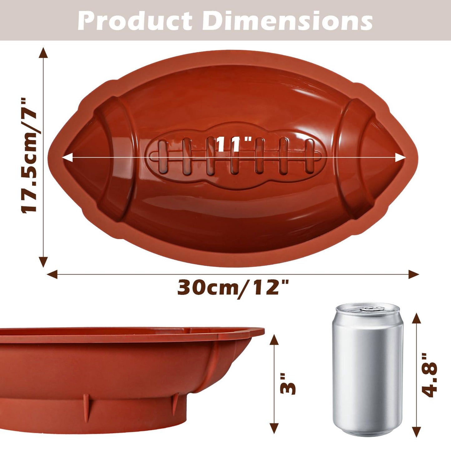 Webake Football Cake Pan 11 Inch Nonstick Football Shaped Silicone Mold for Baking, 3D Breakable Chocolate Mold, Sports-Themed Party - CookCave