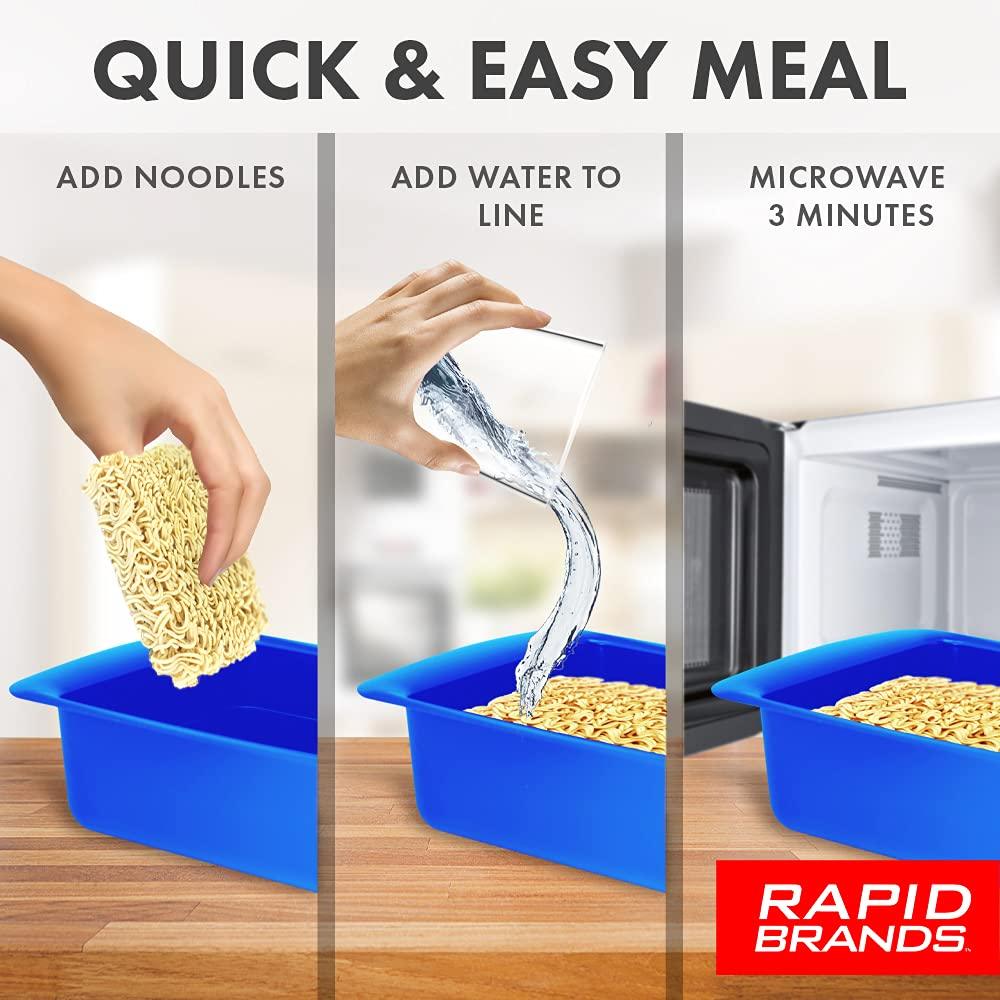 Rapid Ramen Cooker - Microwave Ramen in 3 Minutes - BPA Free and Dishwasher Safe | Perfect for Dorm, Small Kitchen, or Office (2-Pack,Black) - CookCave