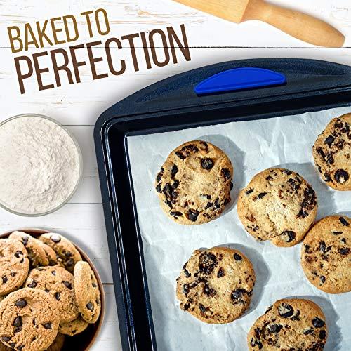 NutriChef 10-Piece Kitchen Oven Baking Pans - Deluxe Carbon Steel Bakeware Set with Stylish Non-stick Blue Coating Inside&Out,Blue Silicone Handles Dishwasher Safe & PFOA, PFOS, PTFE Free (NCBK10S) - CookCave