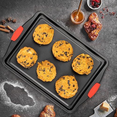 Baking Pans Set, 15 Piece Premium Baking Set, Nonstick Bakeware Sets BPA Free, Cookie Sheets for Baking Nonstick Set, Steel Baking Sheets for Oven with Muffin Pan, Cake Pan & Kitchen Utensils - Black - CookCave