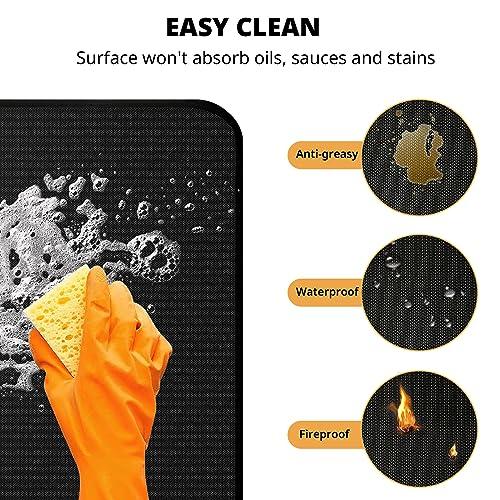 EasyAcc 24 x 31in Fireproof-Grill Mats for Outdoor Tabletop Grill to Protect Your Grill Table-Fireproof-BBQ Barbecue Mat Heat Resistant Grill Table Mat-Waterproof & Oilproof BBQ Mat-Black (0.6mm) - CookCave