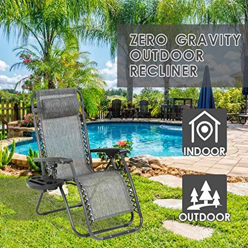 FDW Zero Gravity Chair Lounge Chair Set of 2 Lawn Chair Outdoor Chair Deck Chairs Camping Chairs Folding Patio Chair Beach Chairs Anti Recliner Pool Chair with Pillow and Cup Holder - CookCave