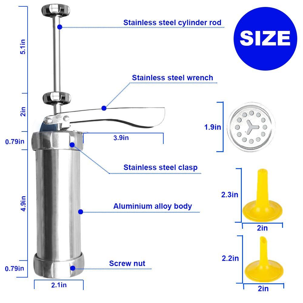 YOOUSOO Cookie Maker Cookie Press Gun, Kit Stainless Steel Biscuit Press Maker (with 20 Disc and 4 Nozzles) Homemade Baking Tool Biscuit Cake Dessert DIY Maker and Decoration - CookCave