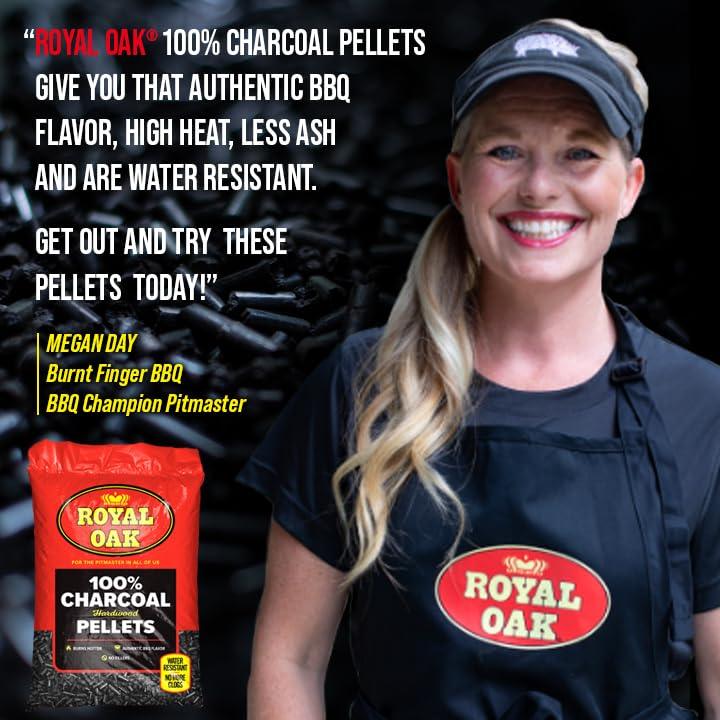 Royal Oak 100 Percent Charcoal Hardwood Pellets for Real BBQ Flavor, Grilling and Smoking, High Heat, Resists Water, Easy to Clean, 30 Pound Bag - CookCave