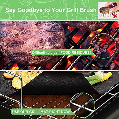 NEWKITCHEN Grill Mats for Outdoor Grill, Set of 6 Nonstick Grill Mat Reusable and Easy to Clean - Works on Gas, Charcoal, Electric Grill and More - 15.75 x 13 Inch - CookCave