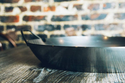 Matfer Bourgeat Black Carbon Steel Paella Pan, 15 3/4" - CookCave