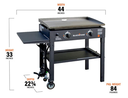 Blackstone Flat Top Gas Grill Griddle 2 Burner Propane Fuelled Rear Grease Management System, 1517, Outdoor Griddle Station for Camping, 28 inch - CookCave