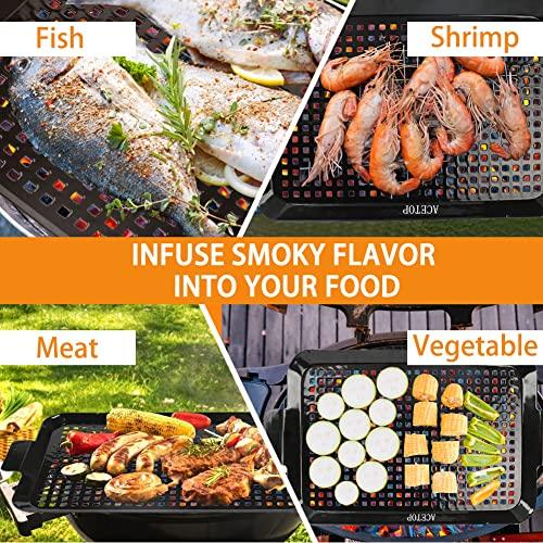 2PCS Grill Topper Pans ACETOP Nonstick Barbecue Grilling Baskets Outdoor Indoor Stainless Steel Grill Tray Accessories with Perforated Bottom for Cooking Chicken Drumsticks Vegetable Shrimp Meat Gifts - CookCave