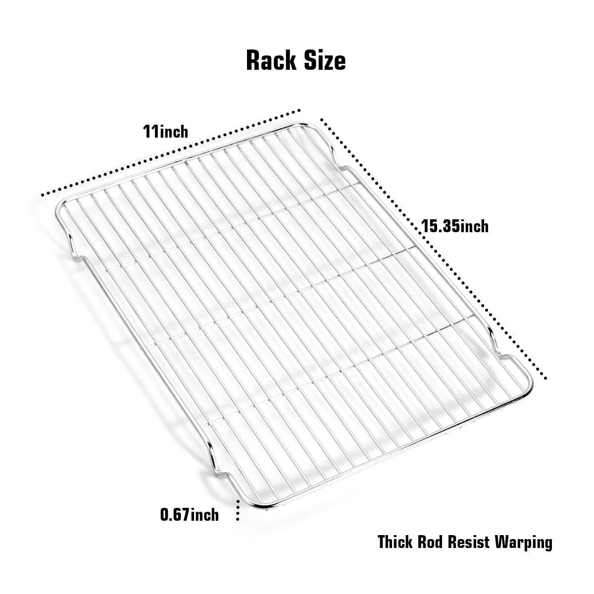 Wildone Baking Sheet & Rack Set [2 Sheets + 2 Racks], Stainless Steel Cookie Pan with Cooling Rack, Size 16 x 12 x 1 Inch, Non Toxic & Heavy Duty & Easy Clean - CookCave