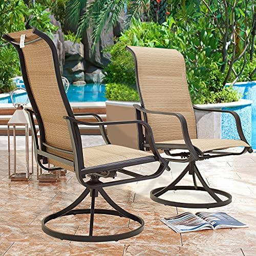 Top Space Patio Dining Chairs Textilene High Back Outdoor Swivel Rocker Set with All Weather Frame (Beige,Set of 2) - CookCave