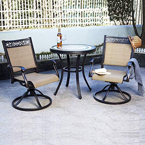 Dali Swivel Rocker Chair, Cast Aluminum All-Weather Comfort Club Arm Patio Dining Chair 2 Pc - CookCave