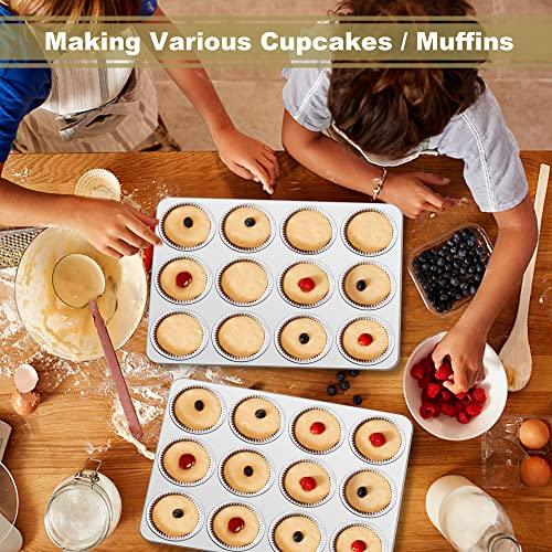 TeamFar 12-Cup Muffin Pan, Stainless Steel Cupcake Pans Muffin Tin Set for Oven Baking Mini Brownies Quiches Tarts, Non Toxic & Regular Size, Dishwasher Safe – Set of 2 - CookCave