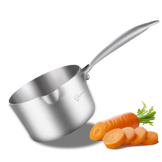 LOLYKITCH Tri-Ply Stainless Steel 1.5 QT Small Saucepan,Dia.16CM Induction Cooking Pot,Compatible with All Stoves,Dishwasher and Oven Safe (Removable Handle without Lid) - CookCave