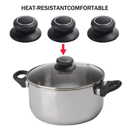 4Pcs Universal Pot Lid Top Replacement Knob,Heat Resistant and Prevent static electricity,Easy installation Kitchen Cookware Replacement Pan Lid Holding Handles. (Black) - CookCave