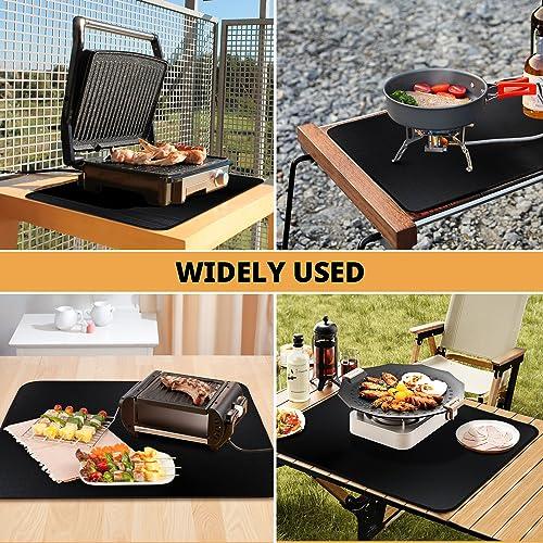 EasyAcc 24 x 31in Fireproof-Grill Mats for Outdoor Tabletop Grill to Protect Your Grill Table-Fireproof-BBQ Barbecue Mat Heat Resistant Grill Table Mat-Waterproof & Oilproof BBQ Mat-Black (0.6mm) - CookCave