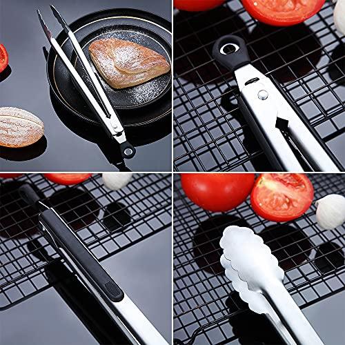 12 Inch Barbecue Tongs, Stainless Steel BBQ Tongs, Premium Grill Tongs for Cooking, Metal Tongs for Massive Meat, Locking Kitchen Tongs, Stylish Sturdy Cooking Tongs - CookCave