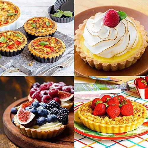 Gutsdoor Mini Tart Pan 4 Inch with Removable Bottom Quiche Pan Nonstick Round Quiche Pie Pan Set of 6 - CookCave