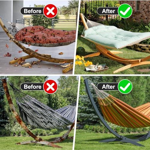 Waterproof 11-12 Hammock Cover, 210T Sun Rain UV Dust Snow Protection Outdoor Hammock Covers with Windproof Straps & Soft Cotton Lining for Hammock with 55 inch Spreader Bars -Silver - CookCave