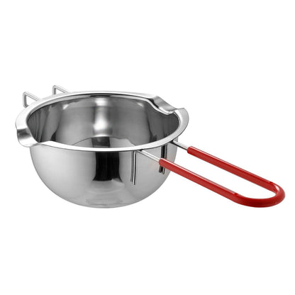 18/8 Stainless Steel Universal Melting Pot, Double Boiler Insert, Double Spouts, Heat-Resistant Handle, Flat Bottom, Melted Butter Chocolate Cheese Caramel Homemade Mask =580ML (Silver) - CookCave