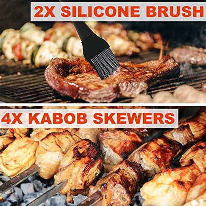 N NOBLE FAMILY 21PCS Complete BBQ Utensils Set with Aluminum Case - Enlarged Handle Stainless Steel Grill Tools Set for Outdoor Camping Barbecue - Ideal BBQ Gift on Father’s Day, Birthday, Christmas - CookCave