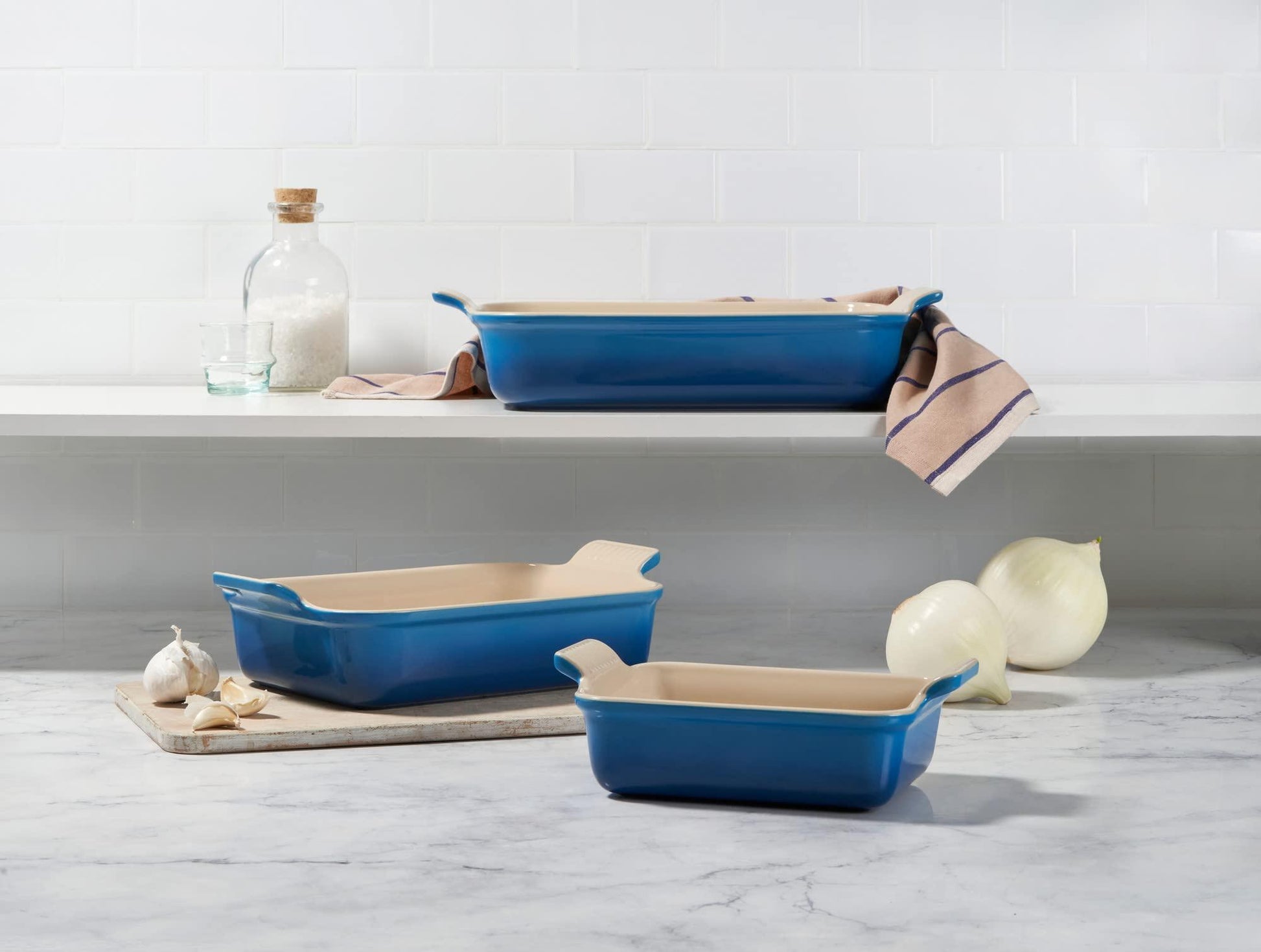 Le Creuset Stoneware Heritage Set 3 Rectangular Dishes, Marseille - CookCave