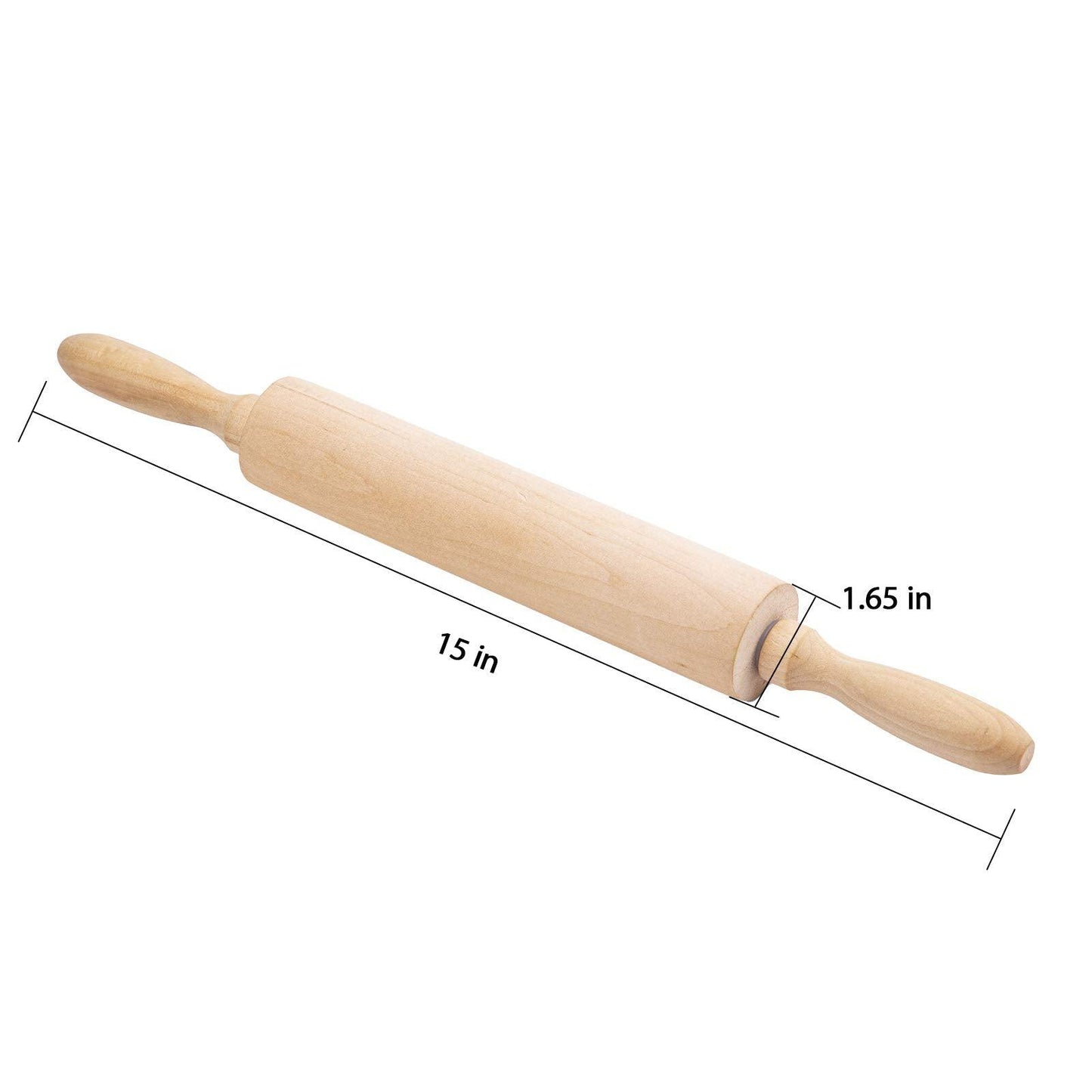 Classic Wood Rolling Pin for Baking - Professional Dough Roller with Handle, Essential Wooden Tool for Making Cookie, Fondant, Pizza, Pastry, Pie, Bread, Tortilla, Pasta, etc. - CookCave