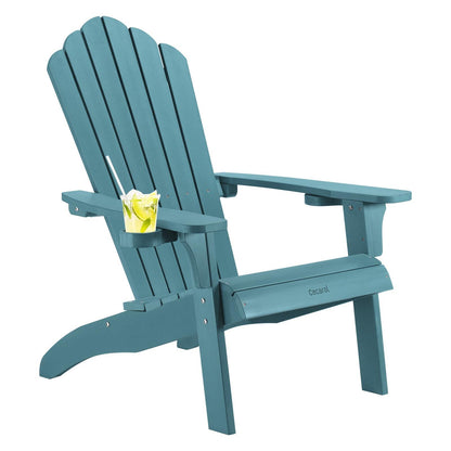 Cecarol Normal Size Adirondack Chair, Poly Lumber Patio Fire Pit Chair with 2 Cup Holder, 385lbs Capacity, All Weather Resistant Chair for Indoor, Outdoor, Garden-AC01S Blue - CookCave