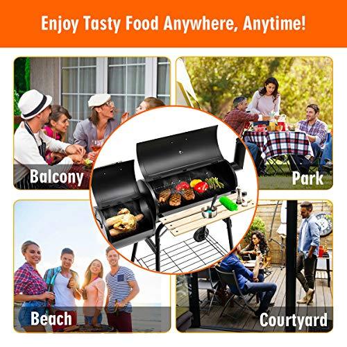 Grill Charcoal BBQ Reduce Offset Smoker Barbecue Steel Outdoor Patio Backyard Stainless - CookCave