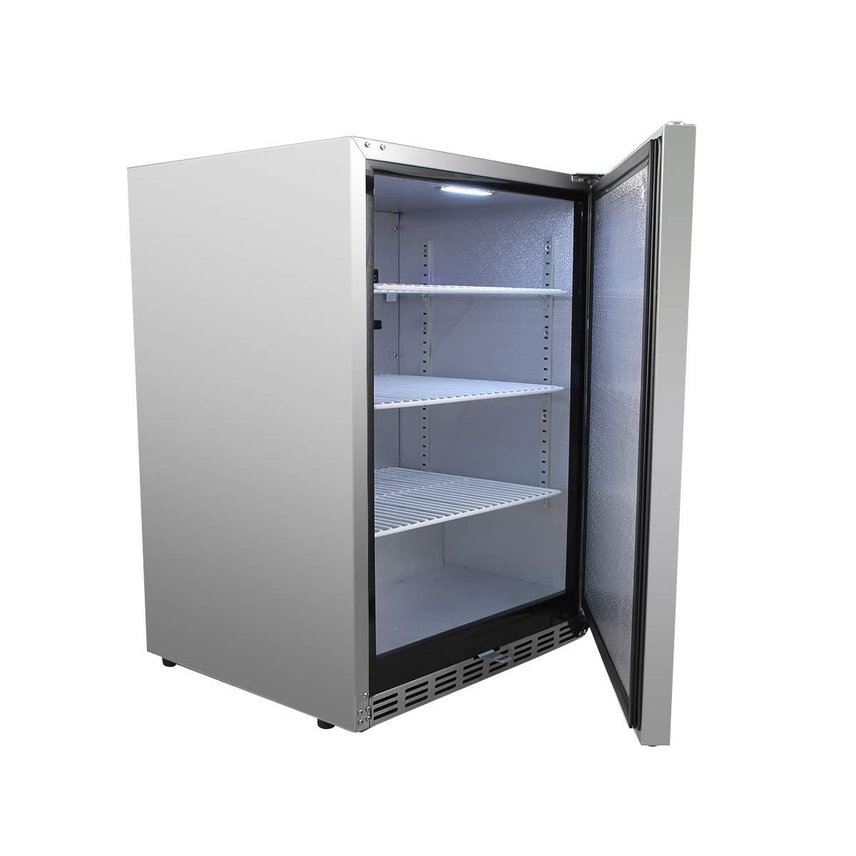 HCK 24 inch Undercounter Refrigerators, Weatherproof Outdoor Fridge with Stainless Steel Body for Patio, Beverage Refrigerator with Reversible Door, Lockable Design for Home and Commercial 5.12 Cu.Ft - CookCave