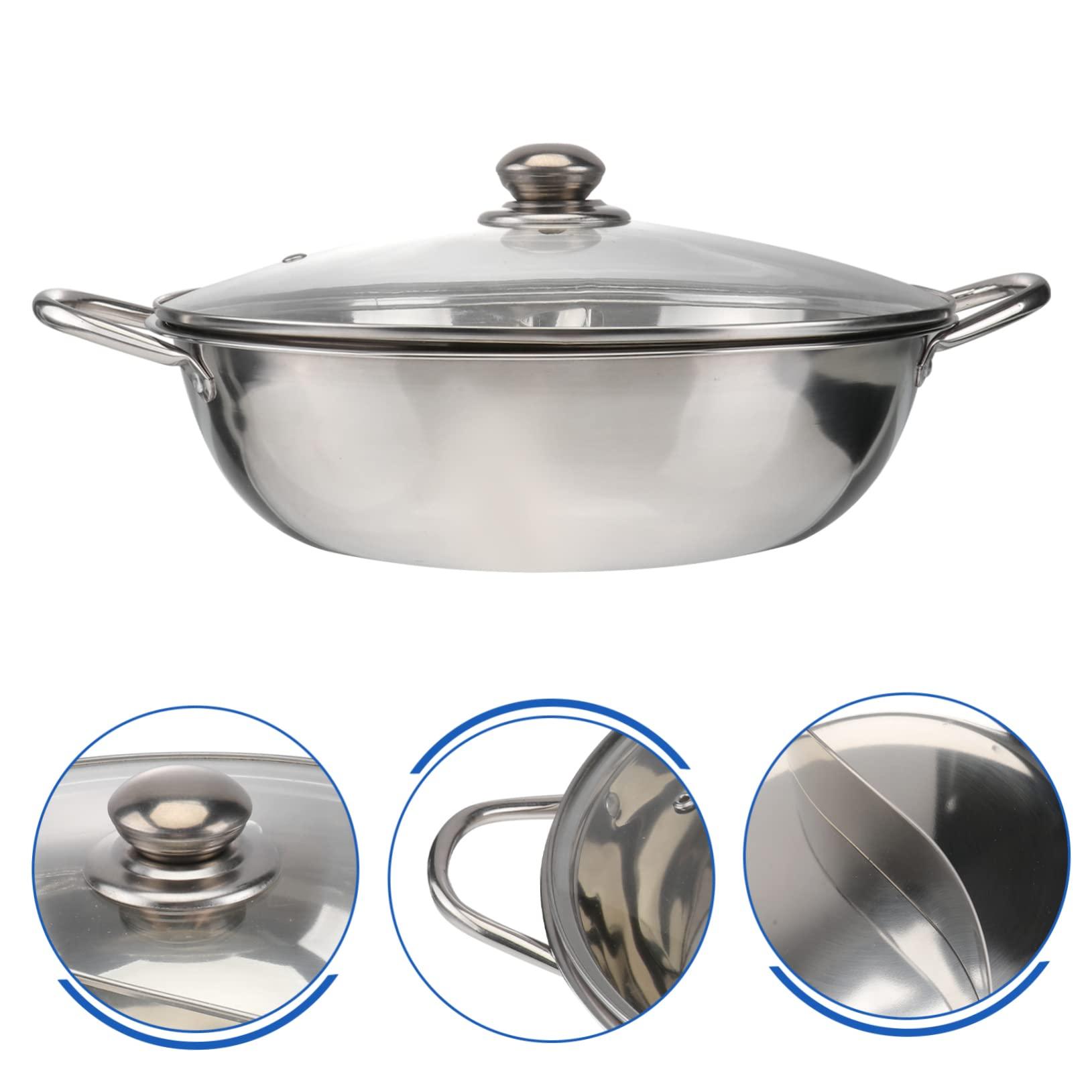 MARMERDO Stainless Steel Hot Pot Mandarin Double Flavor Pot Stainless Steel Everyday Pan Induction Hot Pot Skillet with Lid Stockpot Saucepan Shabu Shabu Pot Divided China Japanese-style - CookCave
