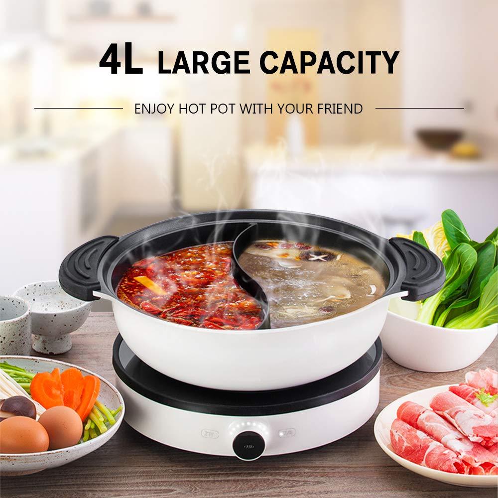 Hot Pot with Divider Non-Stick Shabu Shabu Pot for Induction Cooktop Two-flavor Cookware for 2-3 Person - CookCave