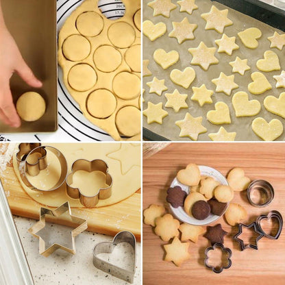 Metal Cookie Cutters Set - Star Cookie Cutter Round Biscuit Cutter Heart Small Star Cookie Cutters Mini Flower Molds Cutter for Baking (12 Round Heart Flower Star Cookie Cutters) - CookCave