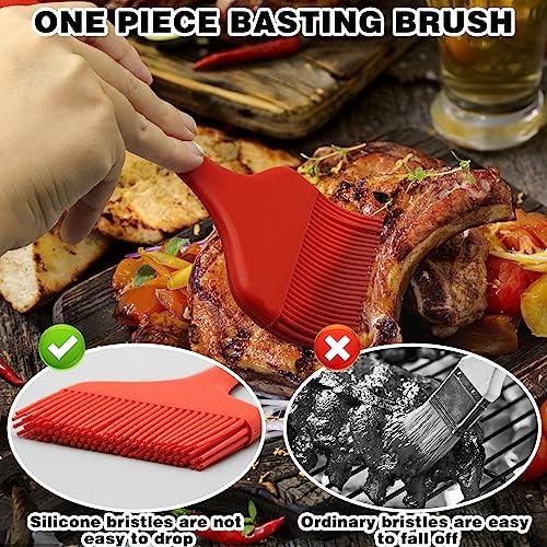 Silicone Basting Brush, Large BBQ Pastry Brush for Cooking, Extra Wide Basting Brush for Grilling Cooking Baking, Kitchen Brush Heat Resistant BBQ Food Brush for Sauce Butter Oil Marinades(Red) - CookCave