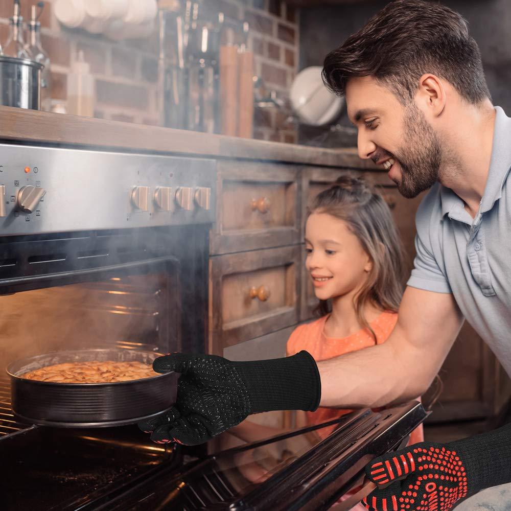 Premium BBQ Gloves, 1472°F Extreme Heat Resistant Oven Gloves, Grilling Gloves with Cut Resistant, Durable Fireproof Kitchen Oven Mitts Designed for Cooking, Grill, Frying, Baking, Barbecue-1 Pair - CookCave