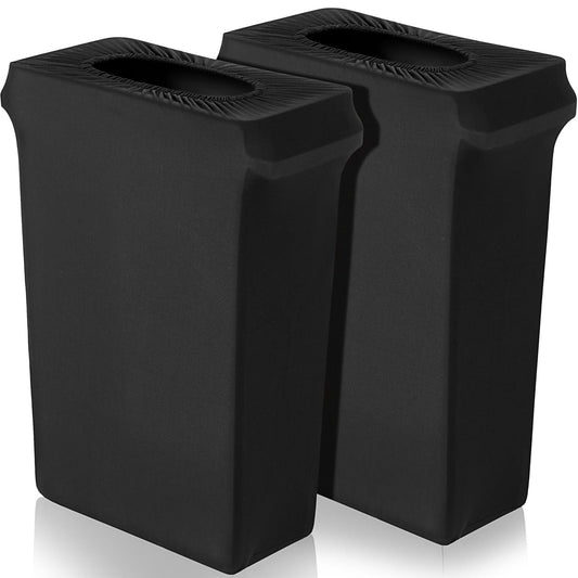 Windyun 2 Pcs 23 Gallon Black Spandex Stretchable Trash Can Cover Wedding Party Fundraiser Decorations for Home Garden (Not Include Trash Can) - CookCave