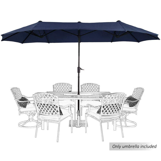 PHI VILLA 13ft Outdoor Market Umbrella Double-Sided Twin Large Patio Umbrella with Crank, Navy Blue - CookCave