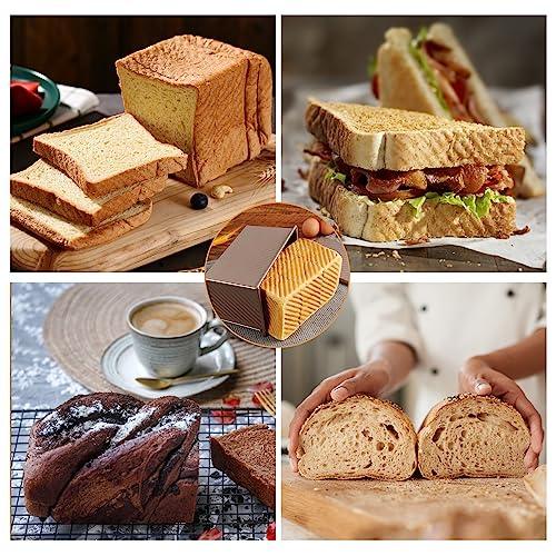 Spmarkt 2.2Lb Bread Pans, Non-Stick Rectangle Pullman Loaf Pan with Lid, 13 x 5 Long Sourdough Bread Pans for Homemade, Deep Bread Tin with Dough Scraper Cutter - CookCave