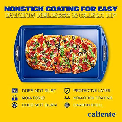 Caliente Nonstick Bakeware Set of 2 Cookie Sheets | Premium Medium & Small Baking Sheets | Durable Carbon Steel Baking Sets | Housewarming, Wedding, Chefs & Bakers Kitchen Gift - CookCave