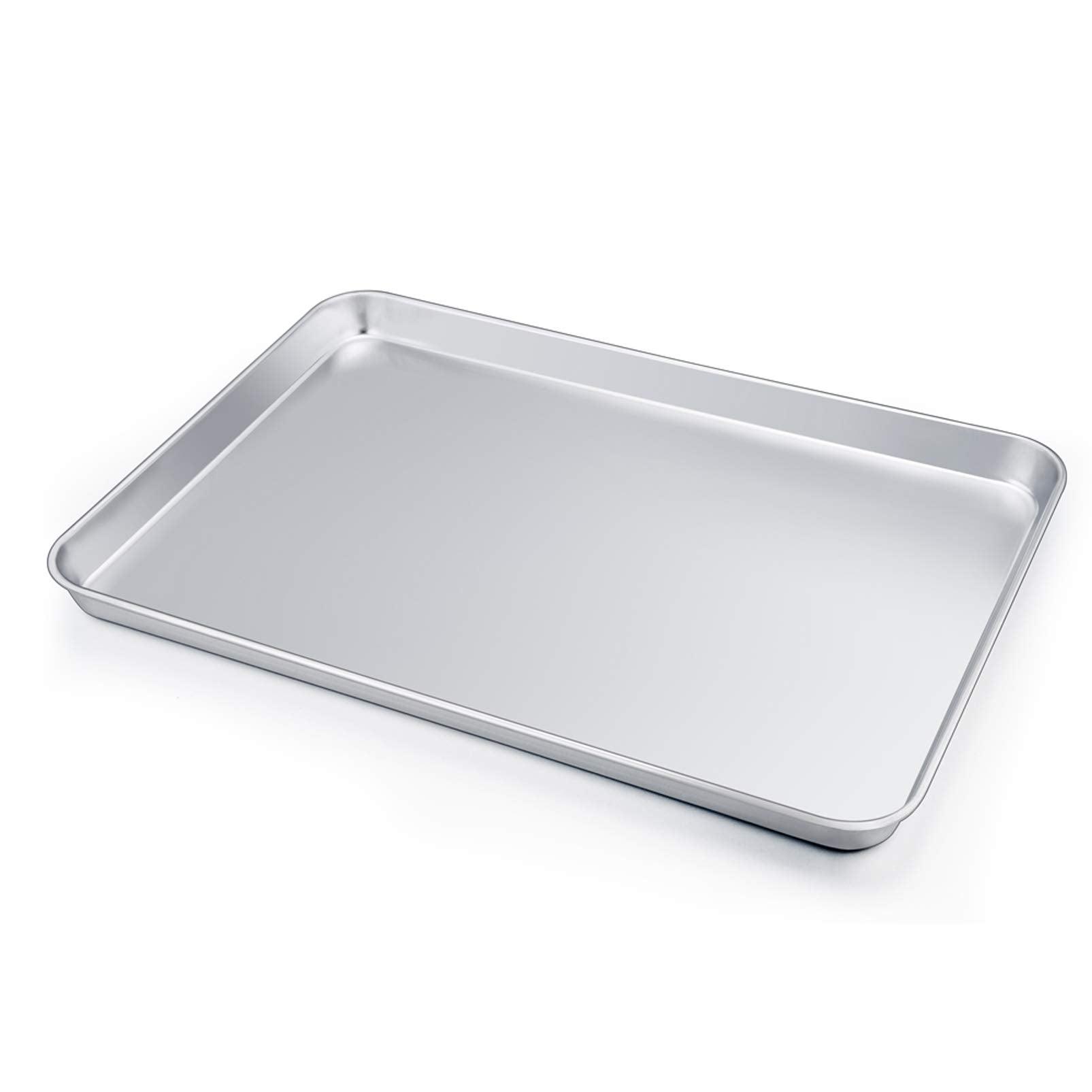 P&P CHEF Large Baking Sheet, Stainless Steel Cookie Sheet Baking Pan Tray, Rectangle 16''x12''x1'', Healthy & Non Toxic, Mirror Finish & Dishwasher Safe - CookCave