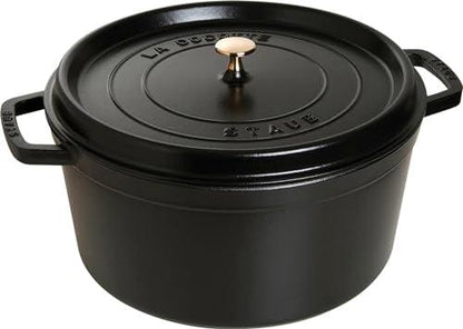 Staub 1103425 Black Cast Iron 13.25 Qt. Round Cocotte - CookCave