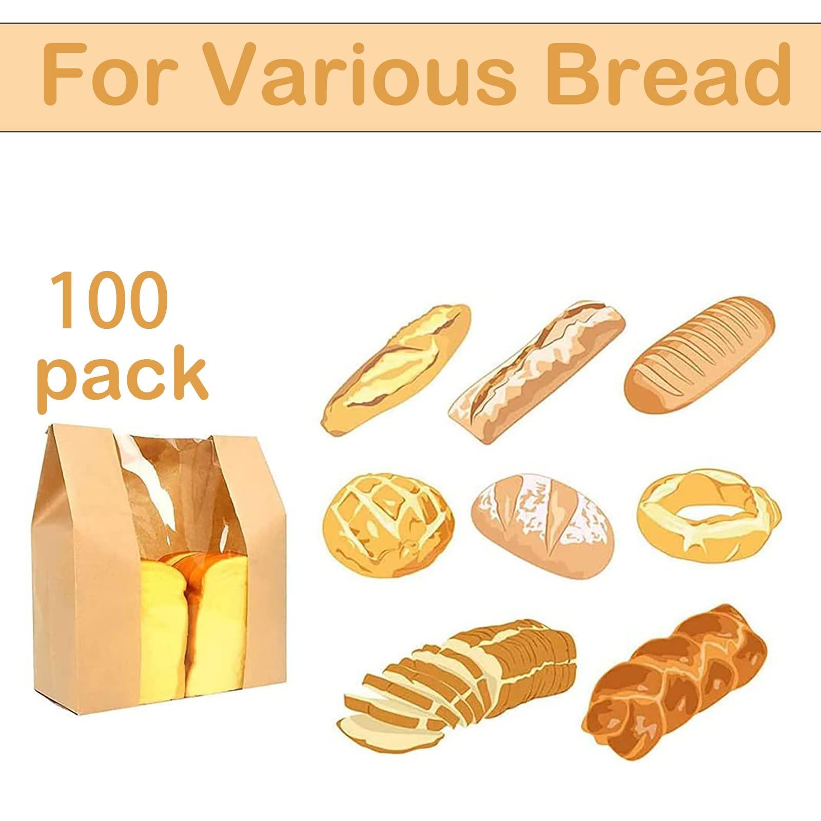 Paper Bread Bags for Homemade Bread Sourdough Bread Bags Large Paper Bakery Bag with Window for Baked Food Packaging Storage,Label Seal Sticker Included Pack of 25(13.7x8.2x3.5 inch) - CookCave