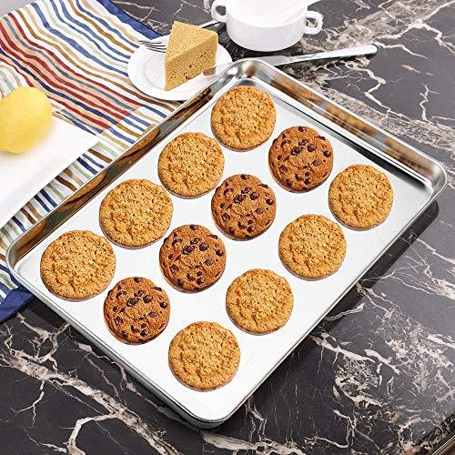 Wildone Baking Sheet with Silicone Mat Set, Stainless Steel Cookie Pan with Baking Mat, Size 16 x 12 x 1 Inch, Set of 4-2 Sheets + 2 Mats - CookCave